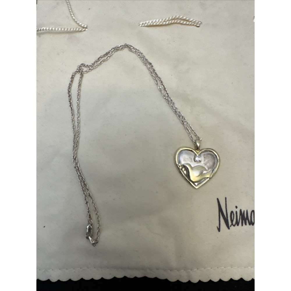Gorham Sterling Silver 925 Heart Charm Pendant Serenity Prayer Dove Rope Chain